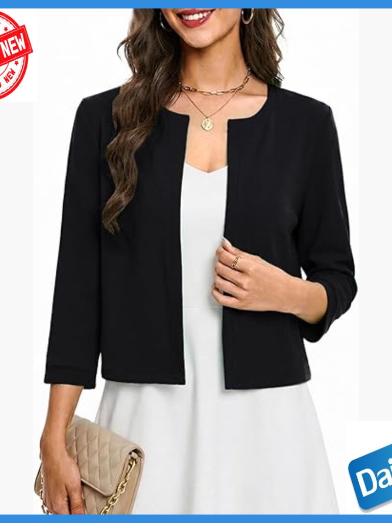 Lightweight Cropped Cardigan 3/4 Sleeve Shrug For Dresses Summer